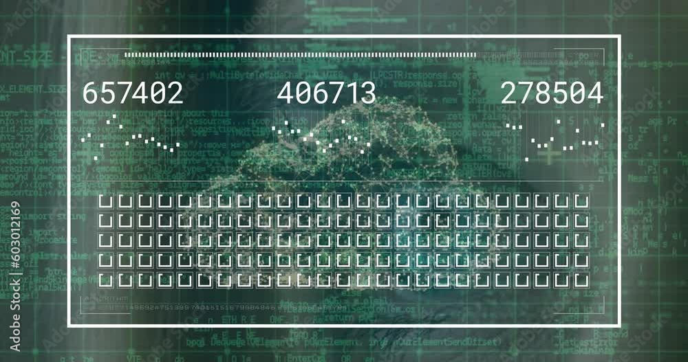 Aufkleber animation of cloud, padlock and data processing over computer servers