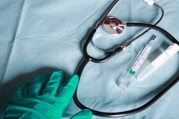 Dental instruments on the hospital table, natural light indoor