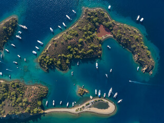 Turkish Maldives Yassica Islands Drone Photo, Gocek Mugla, Turkey (Turkiye)