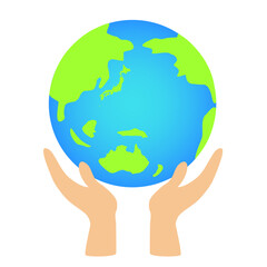 Globe of Earth holding on hands. Peace, ecology, save world concept.