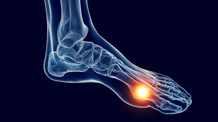 Fototapeta na wymiar 3D Rendered Medical Illustration of foot pain.