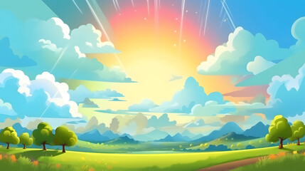 Obraz na płótnie Canvas Cartoon sunny day, background. Generative AI
