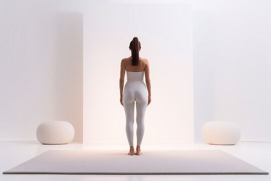 A woman doing yoga in a bright environment, AI Generated 