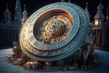 Obraz premium A large astrological clock. Generative AI.