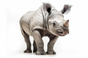 Obraz premium A close up of a rhino on a white background. Generative AI.