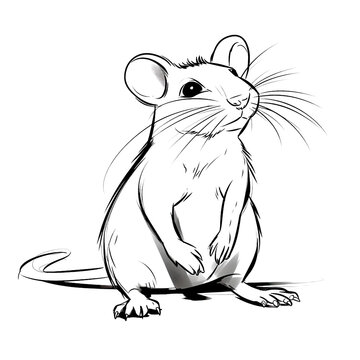 a white rat in line art, white background, generate ai, ai generate