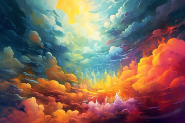 Fototapeta na wymiar an abstract picture of colorful clouds background wallpaper. generative AI