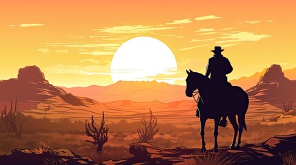 Fototapeta na wymiar The American West: A Cowboy's Freedom on Horseback in the Prairie: Generative AI