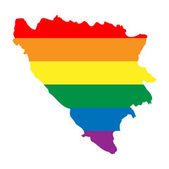 Bosnia and Herzegovina country silhouette. Country map silhouette in rainbow colors of LGBT flag.