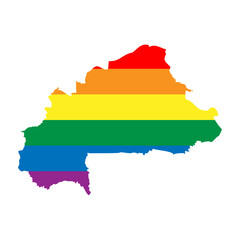 Burkina Faso country silhouette. Country map silhouette in rainbow colors of LGBT flag.