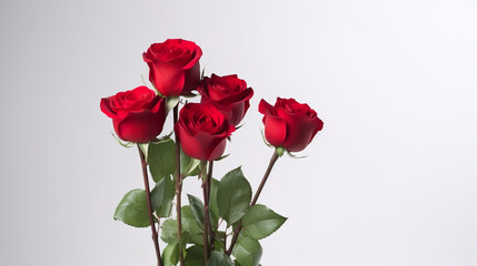 Fototapeta premium A bunch of red roses sitting on top of a table. Generative AI.