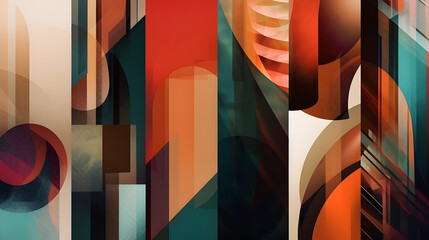 Abstract modern collage of geometric shapes. Generative AI