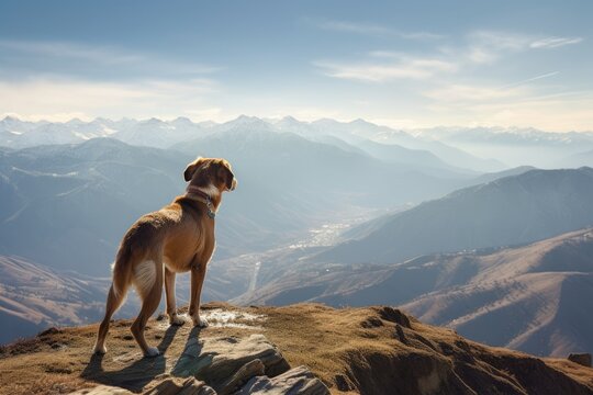 dog on top of a mountain