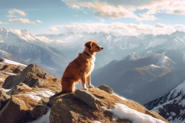 dog on top of a mountain