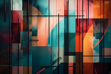 Vibrant Lines in Abstract Modern Collage Art. Generative AI