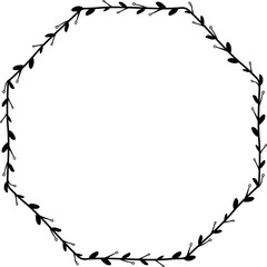 Octagon sheet frame isolated branches flower wreath leaf floral vector decoration border botanical minimalist wedding frames congratulations anniversary valentine winner award romantic 