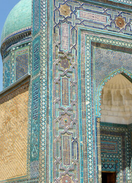 Geometric patterns on historical buildings of Samarkand