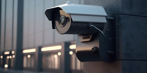 Modern security camera close-up view, Generative AI - obrazy, fototapety, plakaty
