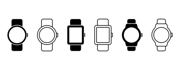 Smart watch vector icon set. Smartwatch symbol. Wrist accessory illustration