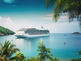 cruise ship in the sea , ai generated - obrazy, fototapety, plakaty