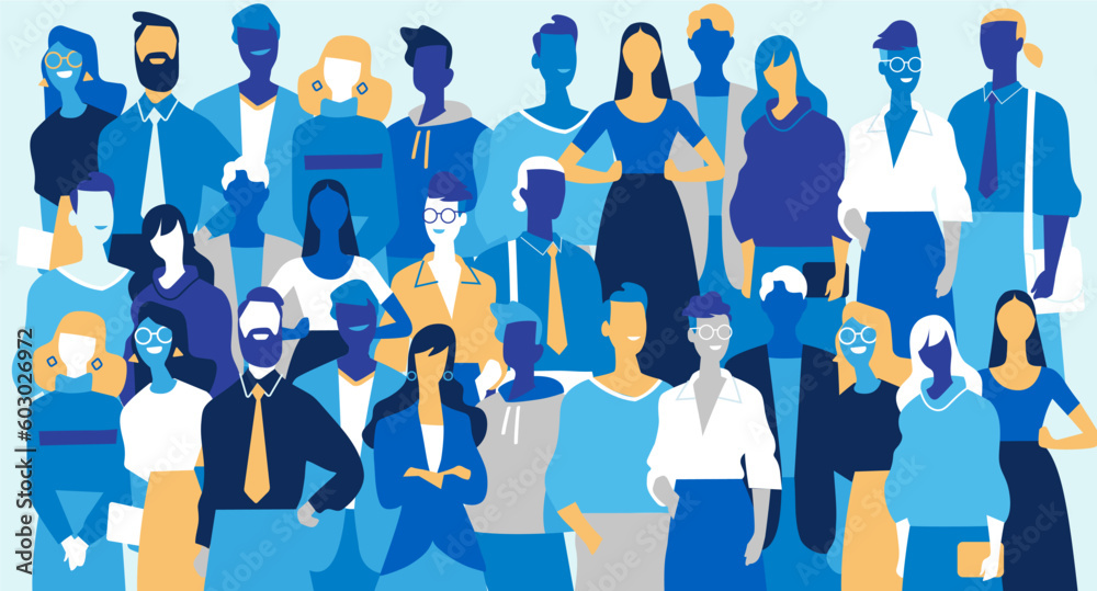 Fototapete Gruppo di persone composta da uomini e donne che formano una comunità