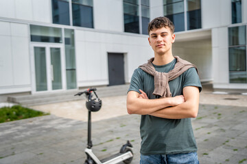 portrait of young Caucasian man teenager 18 or 19 years old outdoor