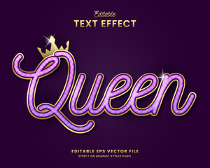 decorative editable queen text effect vector design