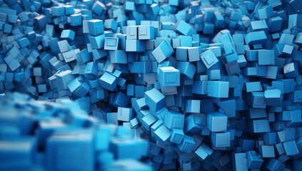 blue brick with random square pieces wallpaper. generative AI