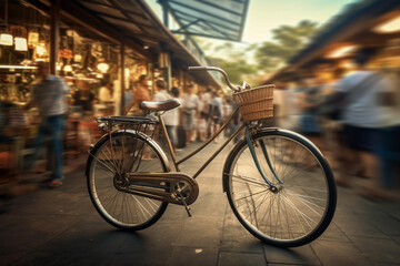Fototapeta na wymiar A vintage bicycle Long-exposure photo. generative AI