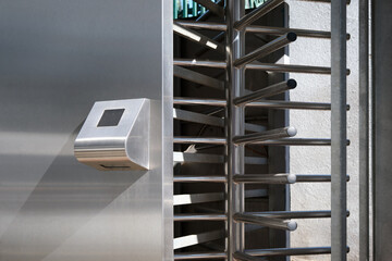 Turnstile for the passage of fans to the stadium using an electronic fan card.