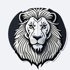 Plakat Sticker Lion white outline. flat vector illustration