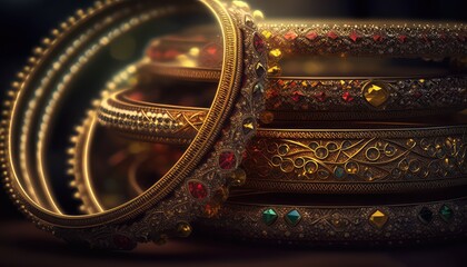 ethnic indian bangle jewelry photography for bridal glamourous look generative ai
