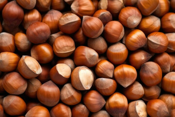 Hazelnuts closeup. Generative AI