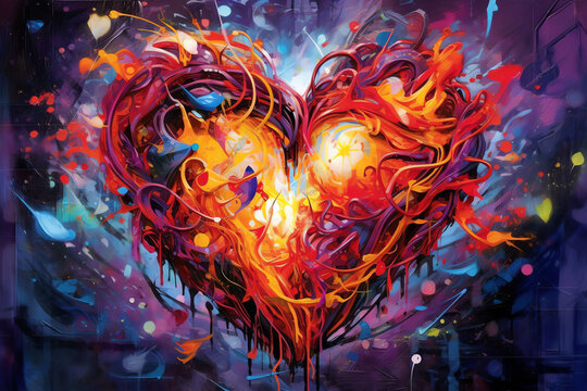 an abstract colorful heart painting that captures hearts. generative AI