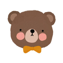 Brown teddy bear cartoon draining with oil brush