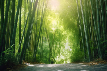 bamboo forest in the morning created using generative ai