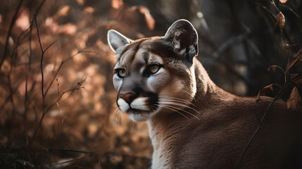 Cougar in nature. Generative AI