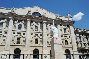 Fototapeta na wymiar Palazzo midnight headquarters of the Milan stock exchange
