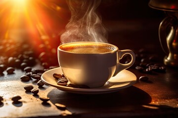 cup of coffee with beans