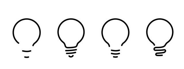 Four lightbulb icons line illustration
