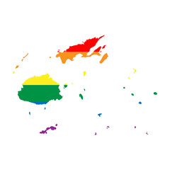 Fiji country silhouette. Country map silhouette in rainbow colors of LGBT flag.