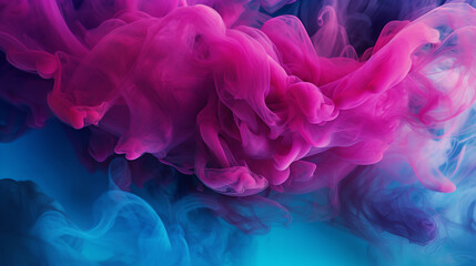 Fototapeta premium colorful blue and purple ink under the water. generative AI