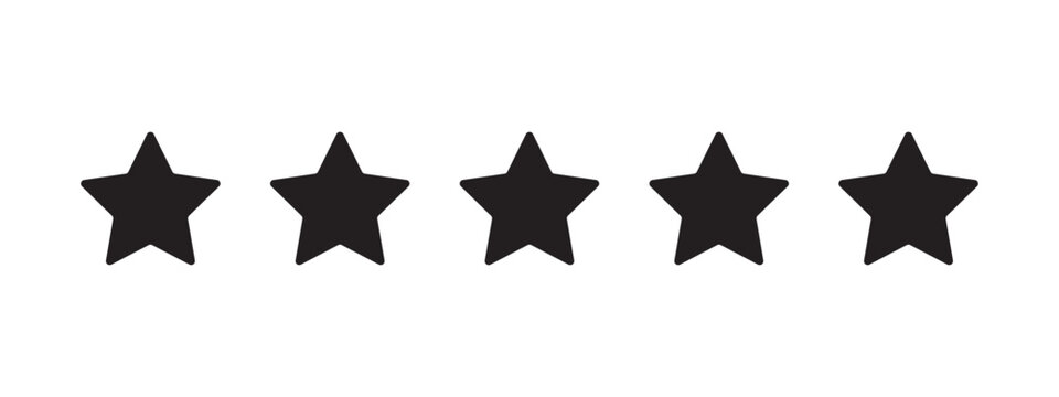 five star Icon. Star icons for use in ratings, customer feedback, and product ratings. Star icon for apps and websites