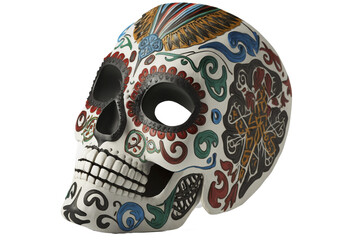 Mexican mask of death isolated on transparent background, created with generative AI