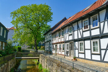 Romantische historische Fachwerkhäuser an der Abzucht in Goslar