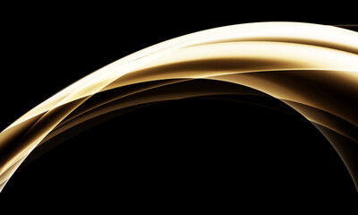 Abstract gold glass curve wave overlap on black design modern luxury futuristic creative background vector