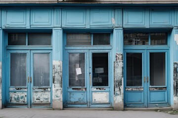 Fototapeta na wymiar Abandoned Retail Dream: Derelict Facades of a Shuttered Storefront: Generative AI