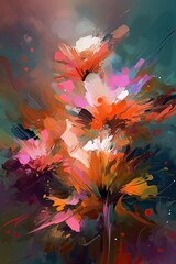 Abstract Artistry: A Masterful Abstract Painting of Flowers, Generative AI