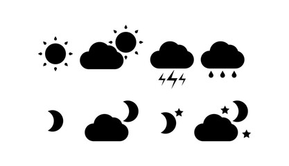 Obraz premium sun and moon icons, mono vector symbols