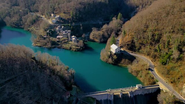 Isola Santa Lucca Tuscany Italy countryside aerial view